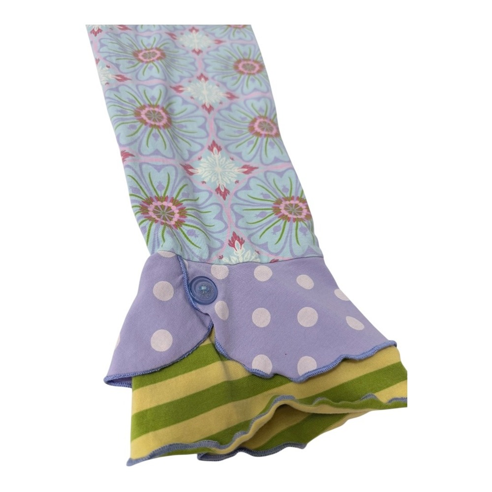 Boho Matilda Jane Leggings Girls 12 Blue Floral Polka Dot Ruffle Hem Striped - Picture 5 of 8